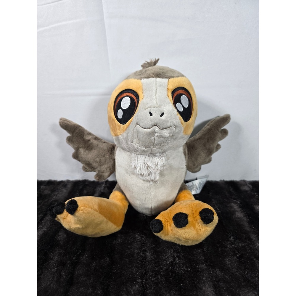 Disney Store Star Wars The Last Jedi Porg Plush Stuffed Animal Toy Grey Tan